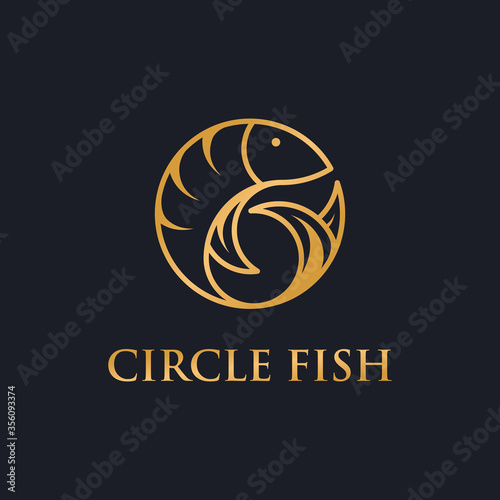 luxury fish logo vector with circle shape elegant designs