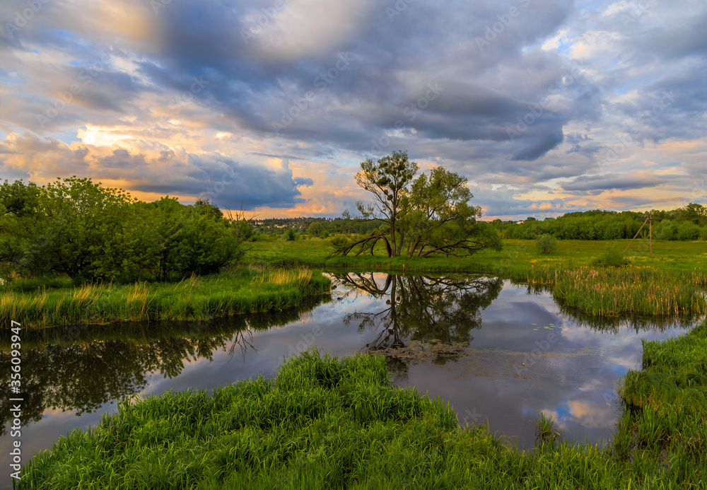 Fototapeta premium Sunset in Ukraine. Kiev region. 31. 05. 2020