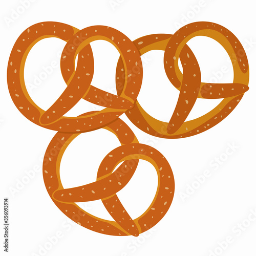 Set of pretzel isolated image in flat style on white background.