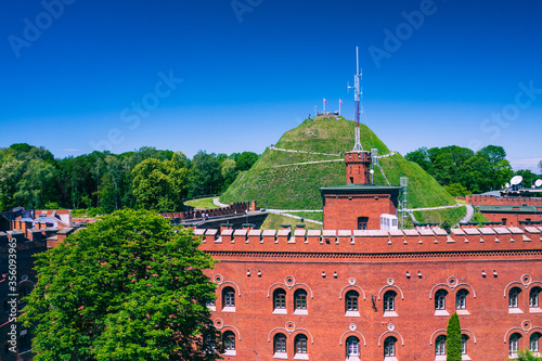 Kosciuszko Mound (Kopiec Kosciuszki) Aerial View. Krakow, Poland. Erected in 1823 to commemorate Tadeusz Kosciuszko. photo