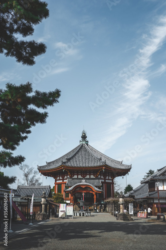 distant front view of South Octagonal Hall, Kofuku-ji Temple