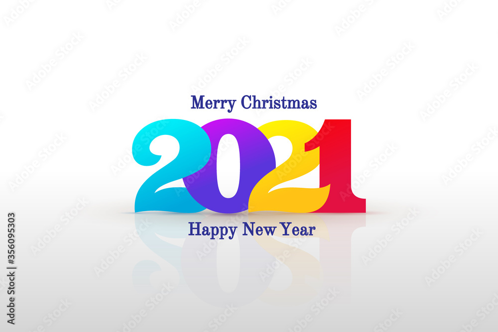Happy New Year design of colored 2021 numbers. Typography logo for 2021 save the date luxury designs and new year celebration invite. Isolated on white background. Vector illustration. Happy New Year design of colored 2021 numbers. Typography logo for 2021 save the date luxury designs and new year celebration invite. Isolated on white background. Vector illustration.