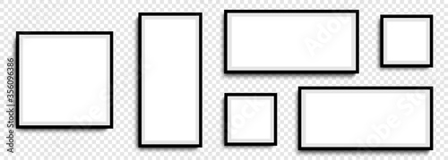 Photo frames. Collection Photo frames, isolated. Template mockup photo frame different shapes. Transparent background. Vector illustration