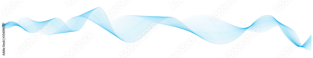 abstract blue wave lines frame on white background - obrazy, fototapety, plakaty 