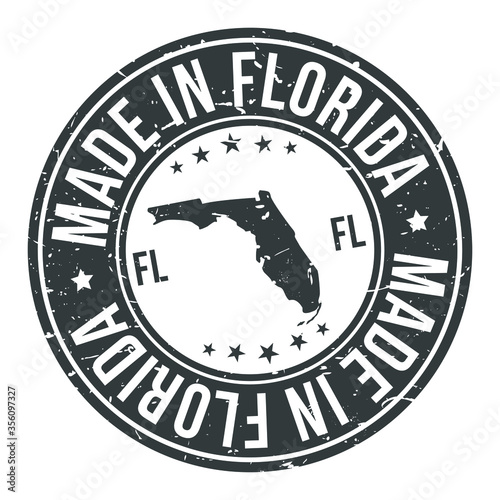 Florida State USA Quality Original Stamp Design Vector Art Tourism Souvenir Round