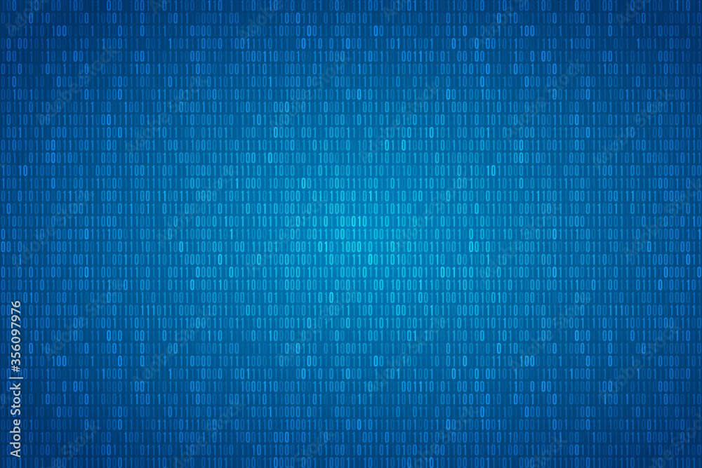 Computer numbers 1,0. Background one and zero. Blue binary digital code. Data stream. Programming coding. Streaming binary code. Binary matrix code on the screen. Binary code for your design. Vector
