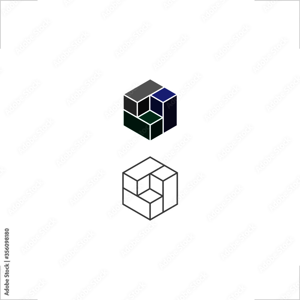 hexagon logo geometric block design hexagon logo geometric block design