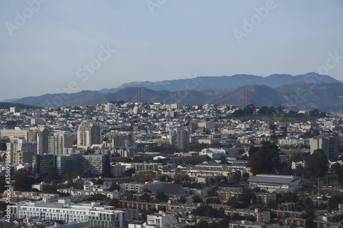 Beautiful aerial view of the San Francisco, USA. View of the Downtown, and San Francisco streets.