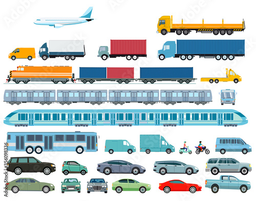 Autos, Eisenbahn, und Schwerelastwagen Illustration