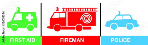 Three social service icon, police medic, firemen