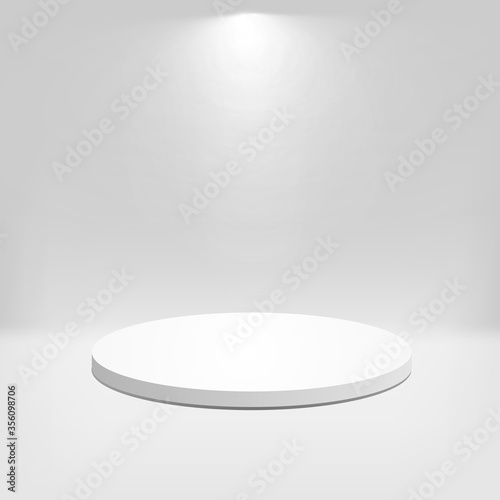 A circular white stage podium