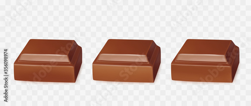 Chocolate pieces, on white background. Vector illustration. 