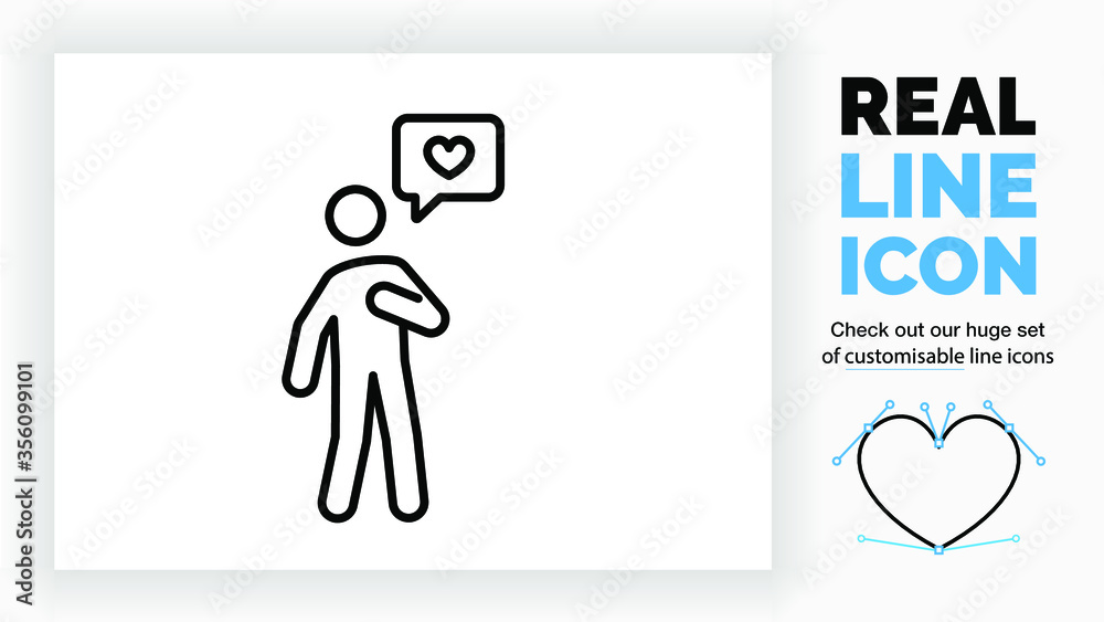Editable line icon of a stick figure person in love