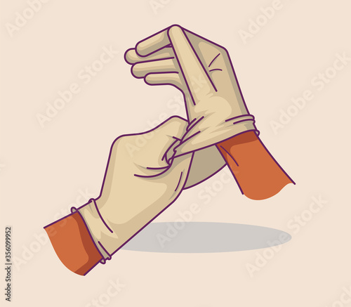 Vector illustration of hands putting on medical gloves. Infection prevention.Ideal for web design, digital and many other uses

