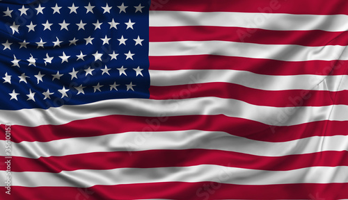 Flag of USA waving in the wind - banner, close-up