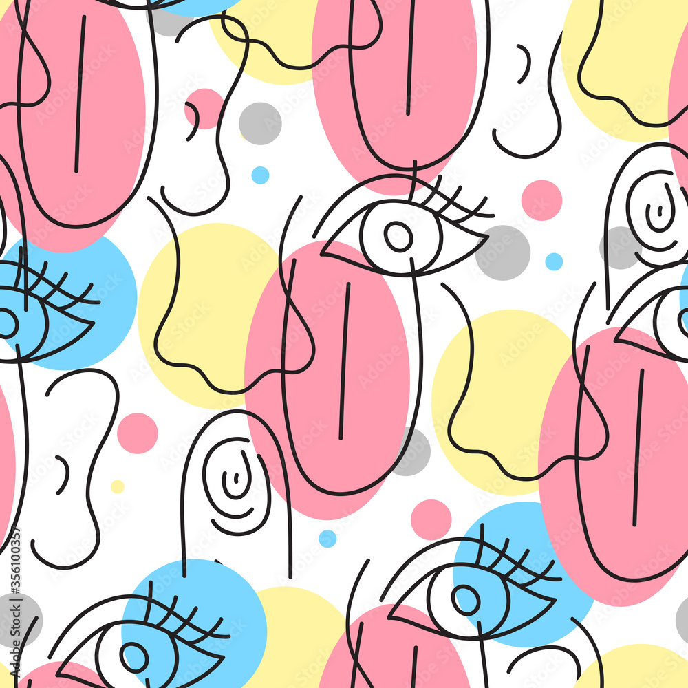 Quadro em tela Seamless five sense pattern