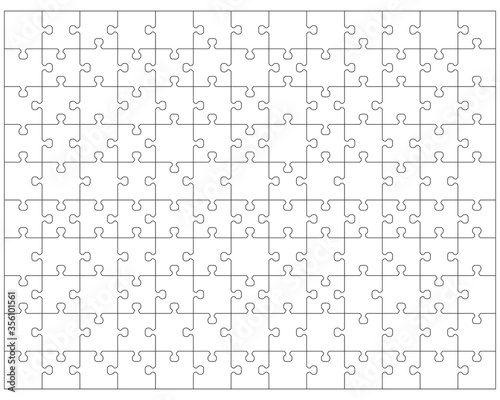 Vector illustration of white puzzle, separate pieces 