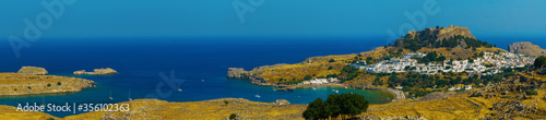 View at Lindou Bay from Lindos Rhodes island, Greece. © nuclear_lily