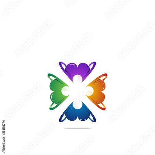 Heart and people logo design colorful