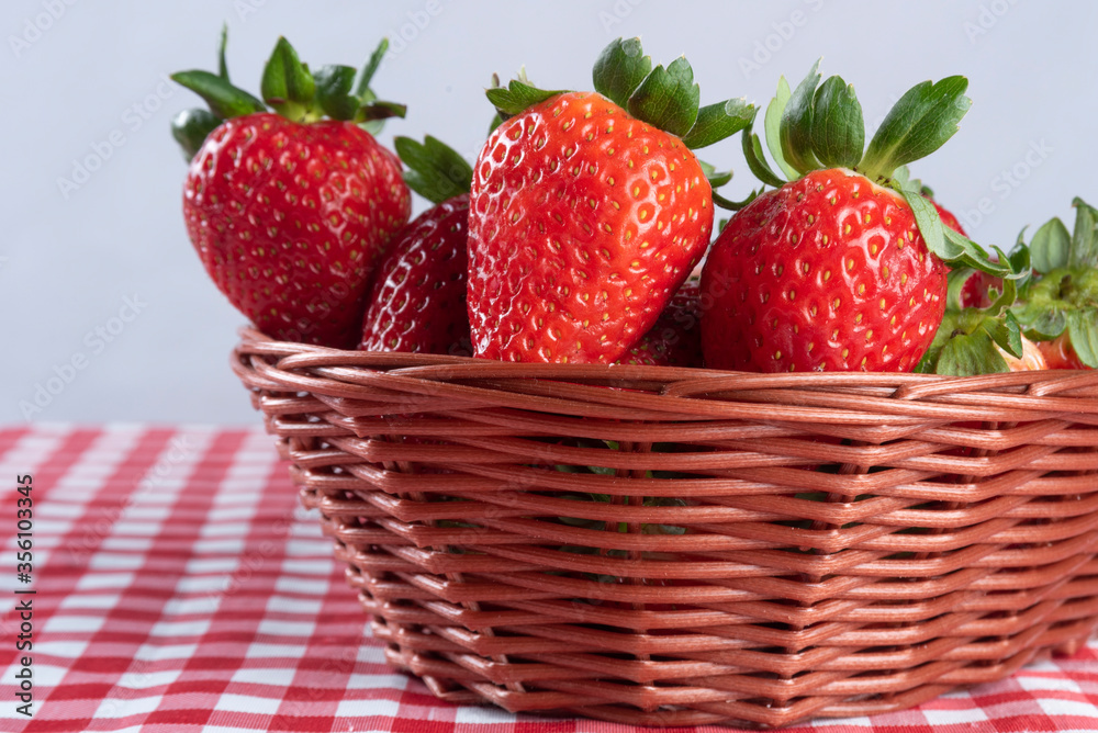 Arrangement with beautiful strawberries and accessories Arrangement with beautiful strawberries and accessories