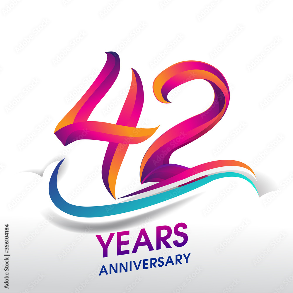 Obraz premium 42nd Years Anniversary celebration logo, birthday vector design.