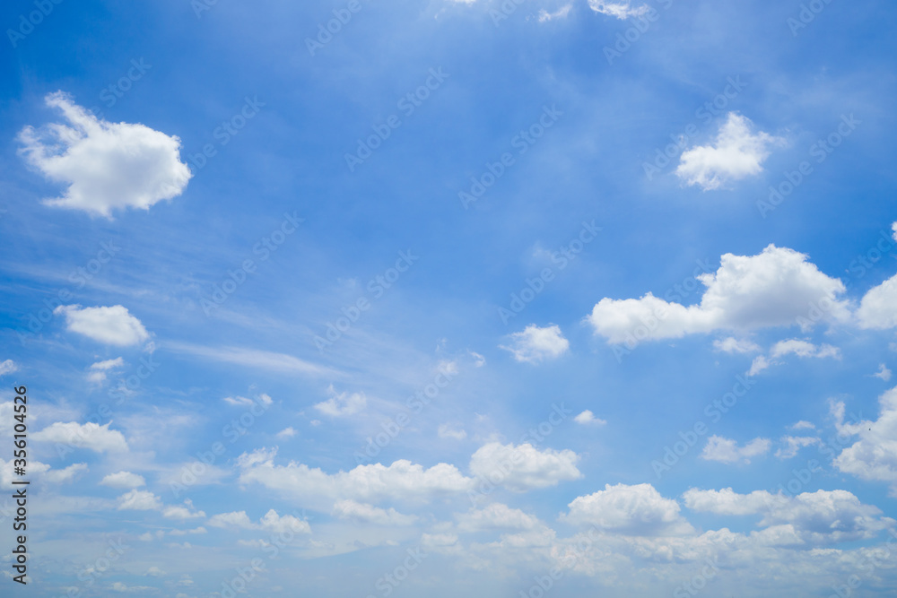 Summer sky is bright blue. There are clouds floating through. Feel relax when looking. See the sun on the sun. Summer sky is bright blue. There are clouds floating through. Feel relax when looking. See the sun on the sun.
