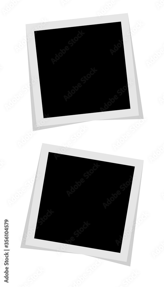 Black and white photo frame with shadows isolated on white background. Vector illustration - Vector