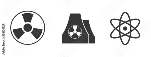 Fotografia nuclear plant radiation vector icon atom science icon set