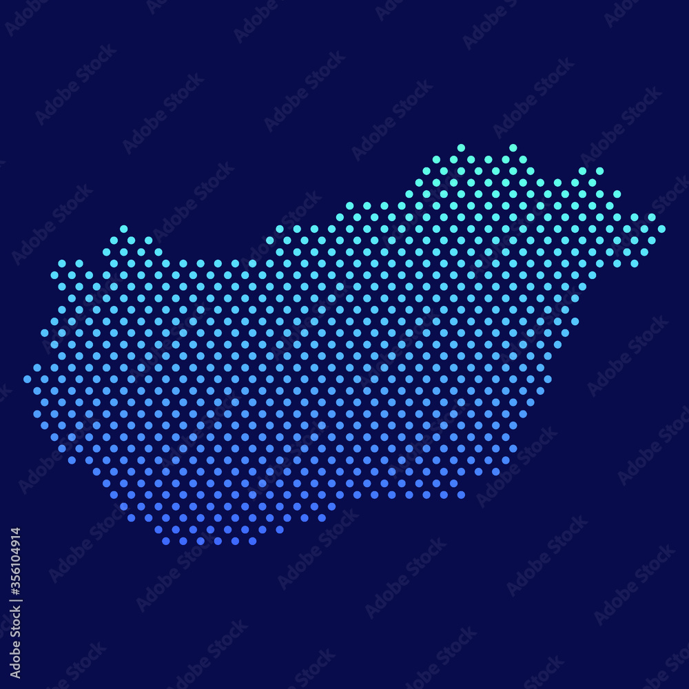 Hungary Dotted Map Vector Round Design Gradient Art