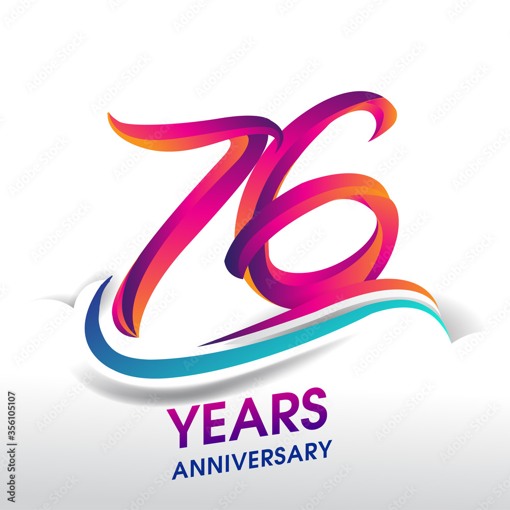 Plakat 76th Years Anniversary celebration logo, birthday vector design.