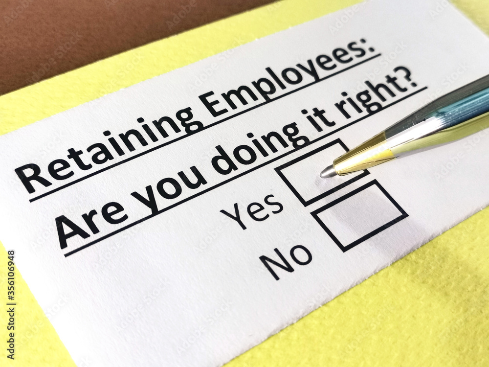 One person is answering question about retaining employees. One person is answering question about retaining employees.
