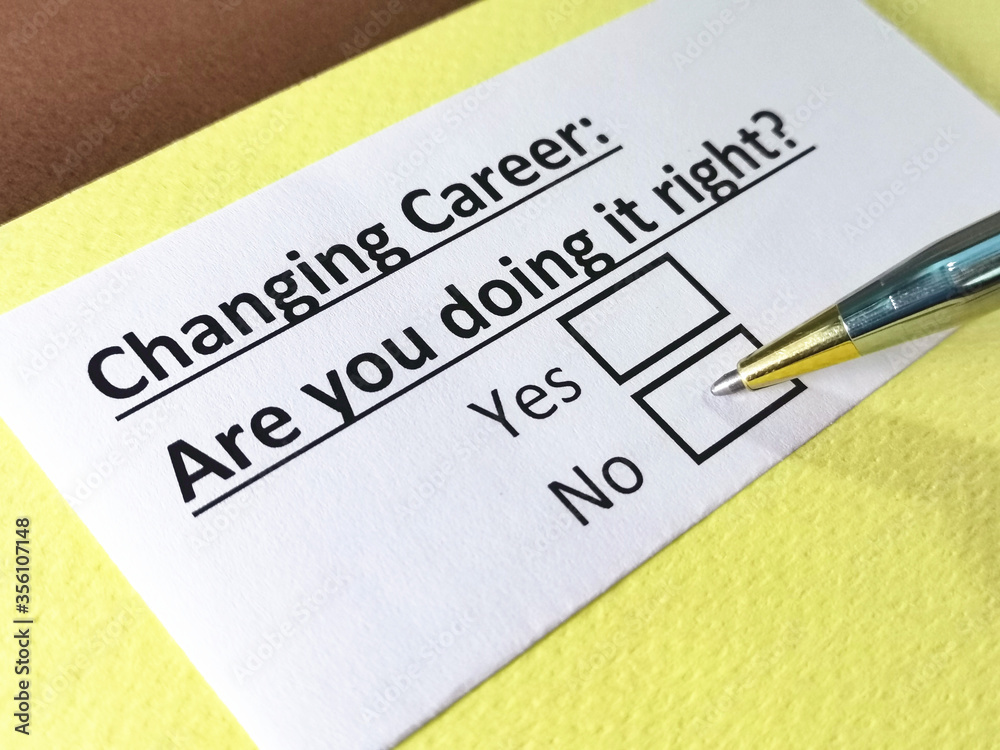 One person is answering question about changing career. One person is answering question about changing career.