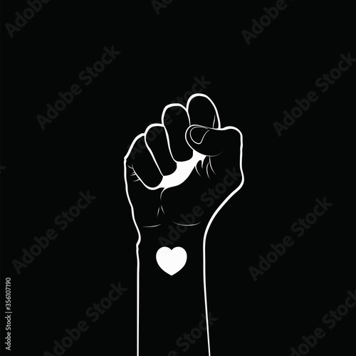 Black lives matter protest fist. Racism concept