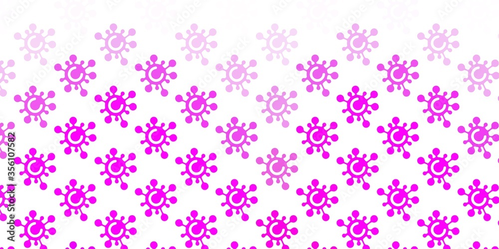Light Purple, Pink vector background with covid-19 symbols. Light Purple, Pink vector background with covid-19 symbols.