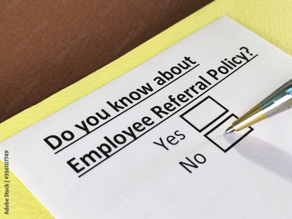 One person is answering question about employee referral policy. One person is answering question about employee referral policy.