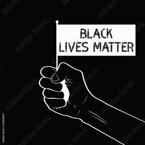 Hand holding a black lives matter flag