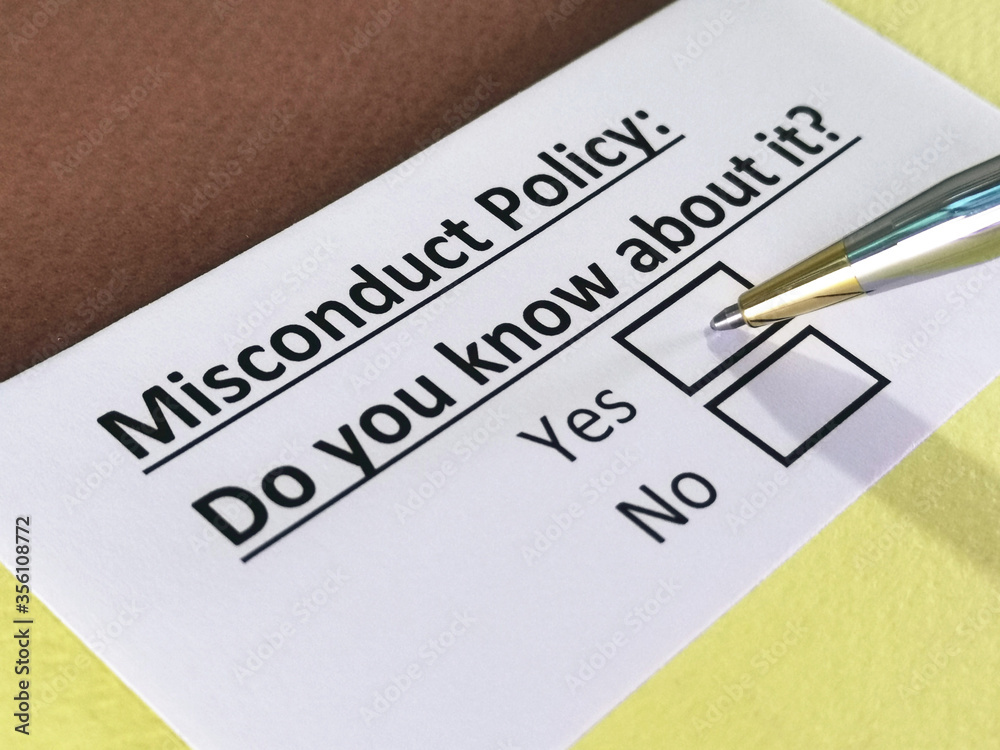 One person is answering question about misconduct policy. One person is answering question about misconduct policy.