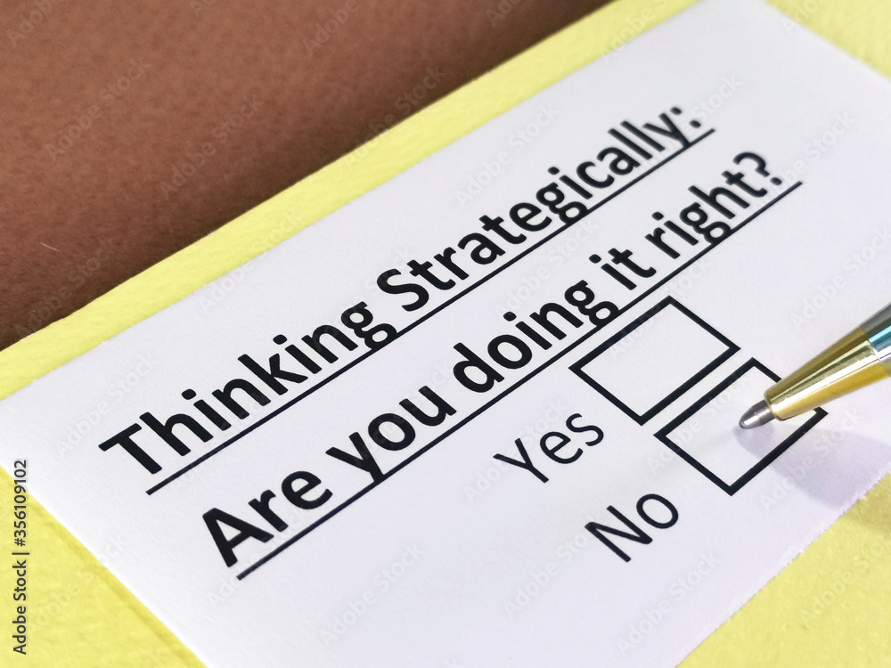 One person is answering question about thinking strategically. One person is answering question about thinking strategically.