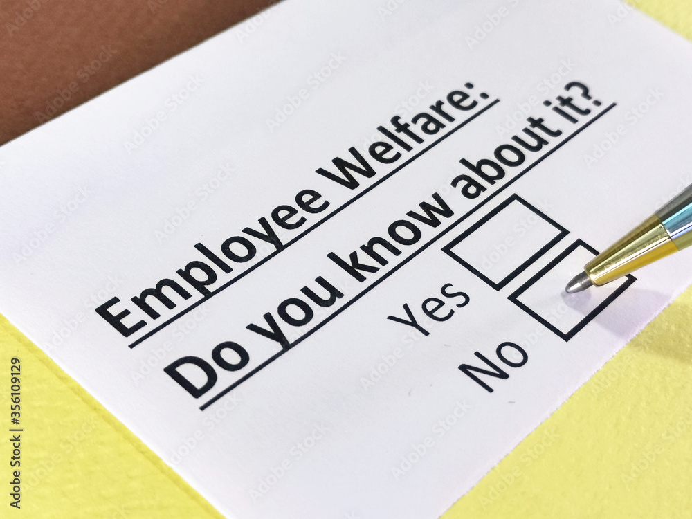One person is answering question about employee welfare. One person is answering question about employee welfare.