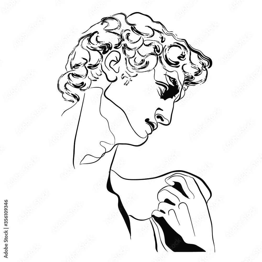 Vector linework of sculptire by Michelangelo "David". Stock Vector