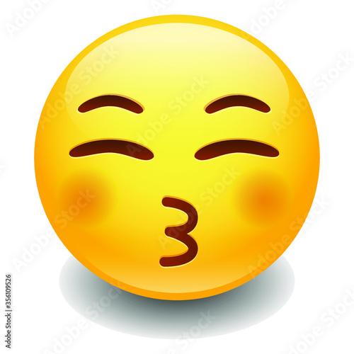 Kiss Emoji Closed Eyes Smiley Face Vector Design Art