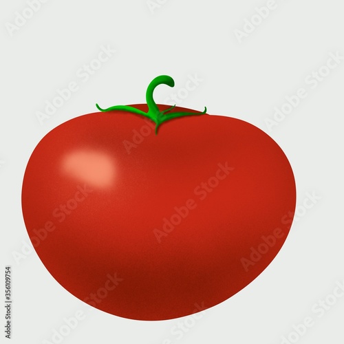 one fresh red tomato isolated on white digital art