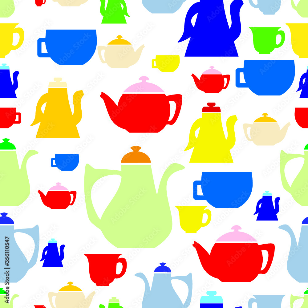 Seamless pattern with tea pots and tea cups. Seamless pattern with tea pots and tea cups.