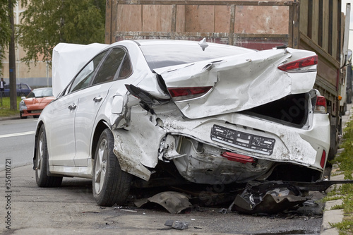 car crash accident on the road in the big city