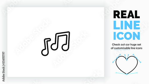 Editable line icon of music notes