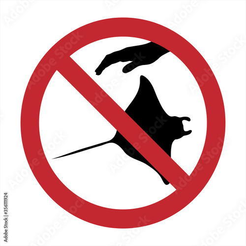 Vector silhouette of do not touch manta mark on white background. Symbol of prohibition.