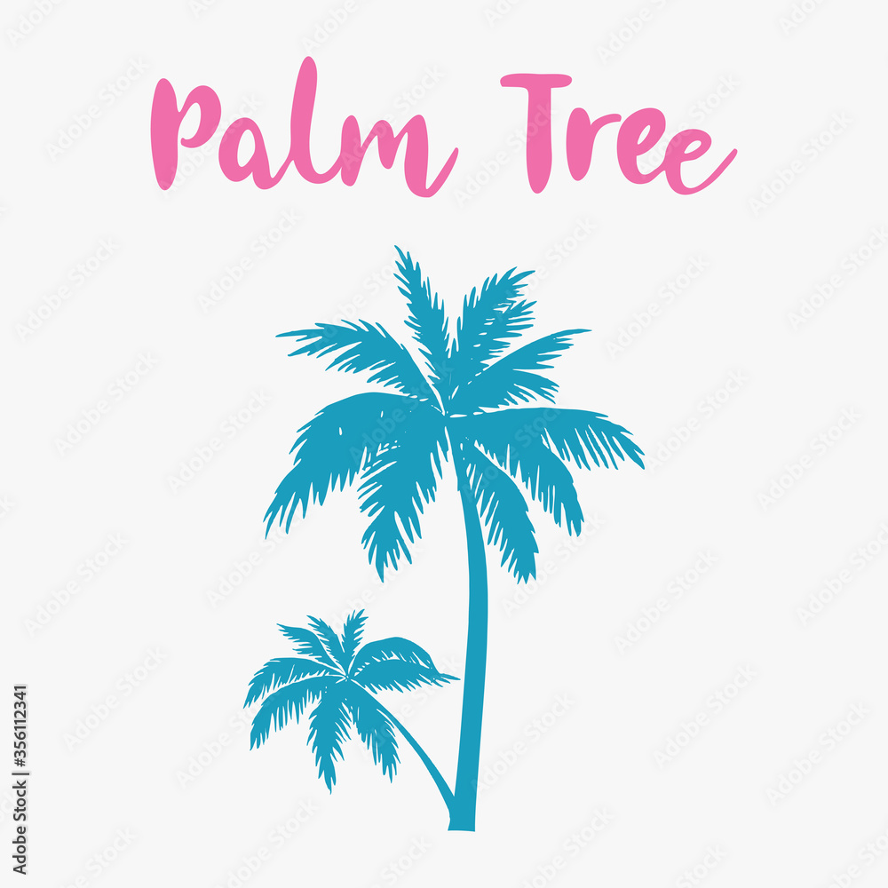 Naklejka premium Palm tree silhouette with the inscription. Element for your design. Vector illustration.