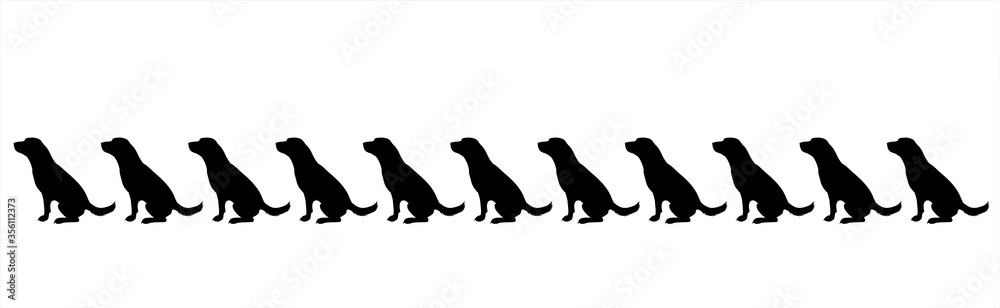 Vector silhouette of collection of dog on white background. Symbol of pet.