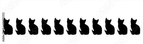 Vector silhouette of collection of cats on white background. Symbol of pet.
