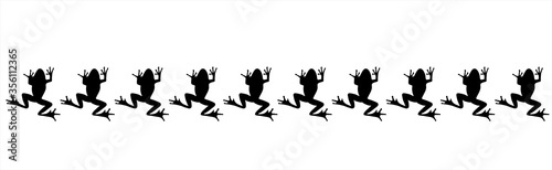 Vector silhouette of collection of frogs on white background. Symbol of lake animals.